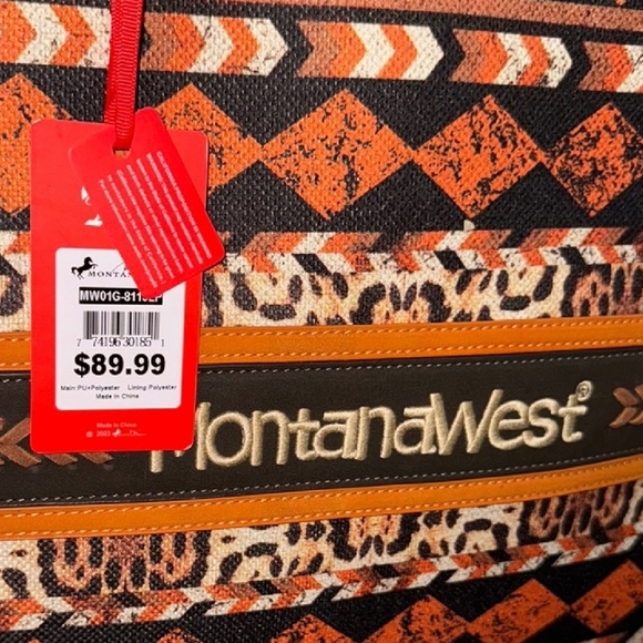 Montana West Vibrant Orange and Brown Tote - Picture 2 of 11